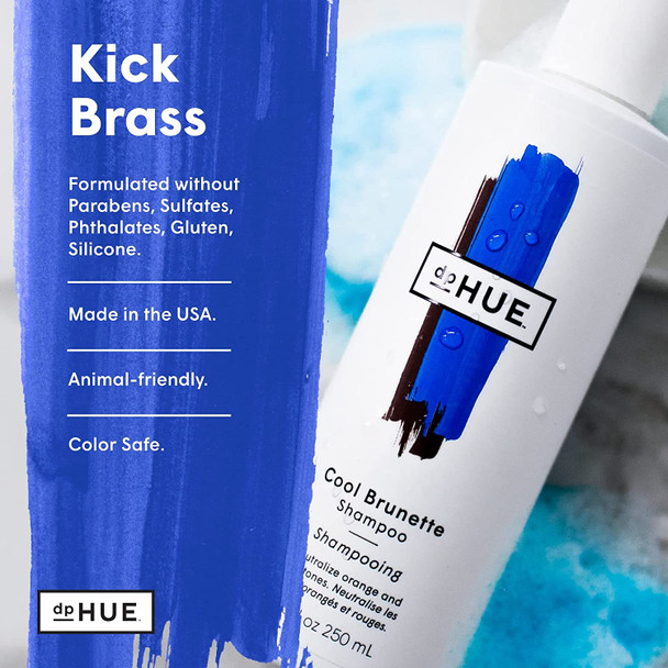 dpHUE Cool Brunette Shampoo 8.5 oz  Blue Pigments to Neutralize Unwanted Orange Red Brassy Tones  Moisturizing Shampoo for Soft Shiny Hair  GlutenFree