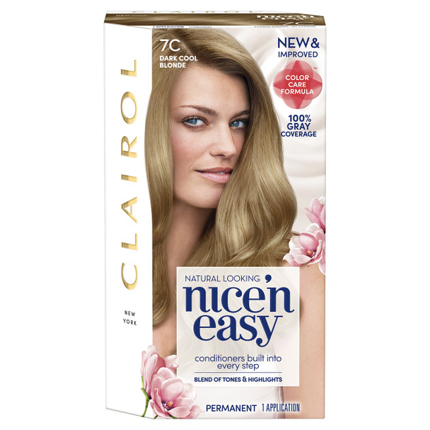 Clairol Nice'n Easy Permanent Hair Color, 7C Dark Cool Blonde, Pack of 1