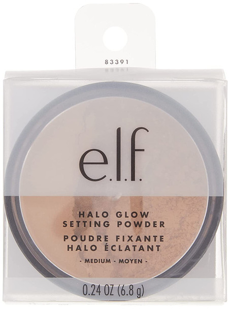 e.l.f Halo Glow Setting Powder Silky Weightless Blurring Smooths Minimizes Pores and Fine Lines Creates Soft Focus Effect Medium SemiMatte Finish 0.24 Oz