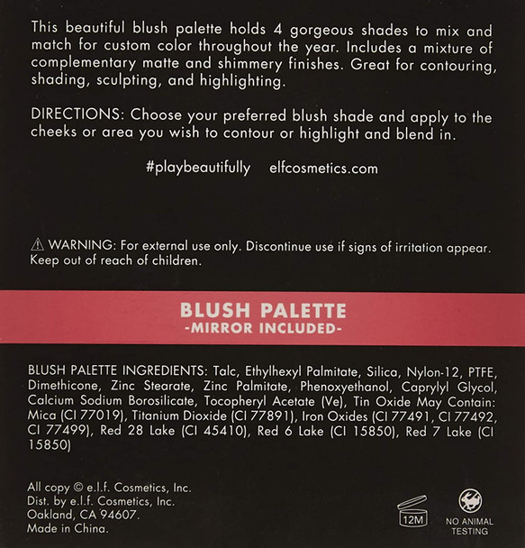 e.l.f. Powder Blush Palette 4 Tonal Shades Light 0.56 oz.