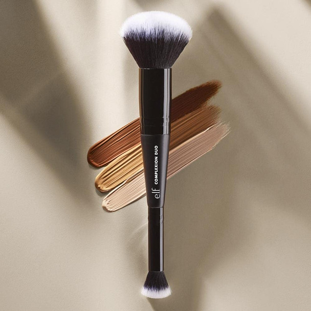 e.l.f. Complexion Duo Brush Makeup Brush For Applying Foundation  Concealer Creates An Airbrushed Finish Made With Vegan CrueltyFree Bristles