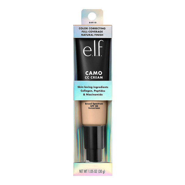 e.l.f. Camo CC Cream ColorCorrecting Full Coverage Foundation With SPF 30 Creates A Natural Finish Vegan  CrueltyFree Fair 120 N 1.05 Oz