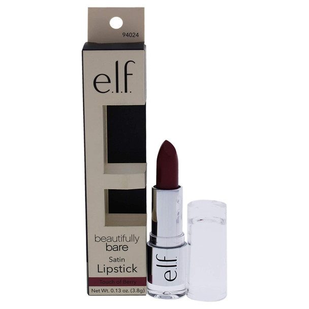 e.l.f. Beautifully Bare Satin Lipstick  Touch of Berry Women Lipstick 0.13 oz