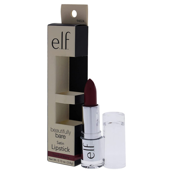 e.l.f. Beautifully Bare Satin Lipstick  Touch of Berry Women Lipstick 0.13 oz