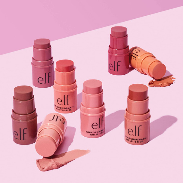 e.l.f. Monochromatic Multi Stick Creamy Lightweight Versatile Luxurious Adds Shimmer Easy To Use On The Go Blends Effortlessly Glistening Peach 0.155 Oz