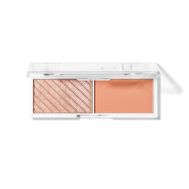 e.l.f. Cosmetics BiteSize Face Duo Highlighter Bronzer  Blush Palette Highly Pigmented White Peach 0.049 Oz 1.4g 0.049 ounces