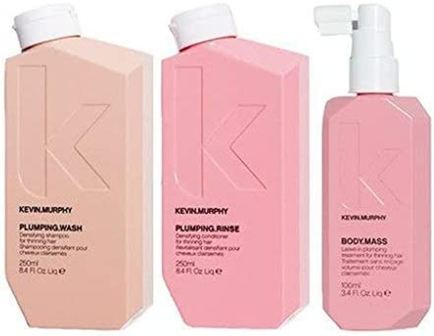 Kevin Murphy Plumping Wash 8.5oz Plumping Rinse 8.5oz  Body Mass 3.4oz Trio by Kevin Murphy