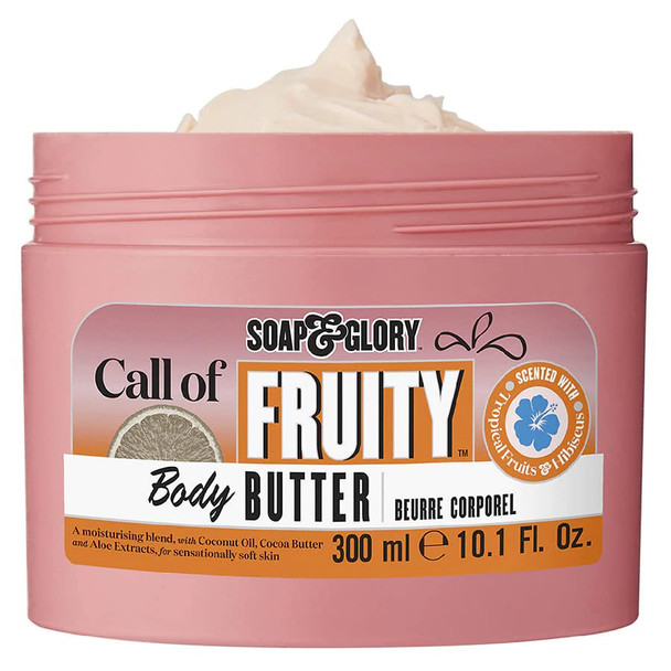 Soap  Glory Call of Fruity Body Butter  Skin Hydration Body Moisturizer with Vitamin E Coconut Oil  Aloe Extracts  Tropical Fruits Juicy Melon  Hibiscus Cocoa Butter for Dehydrated Skin 300ml