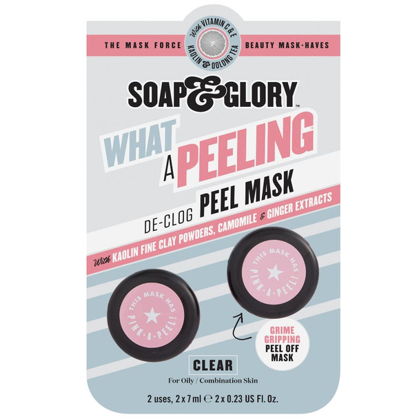 Soap  Glory What A Peeling Purifying Peel Off Face Mask  Chamomile  Kaolin Clay Pore Minimizing Mask For Oily Skin  Peel Off Mask with Skin Purifying Ingredients 2 masks