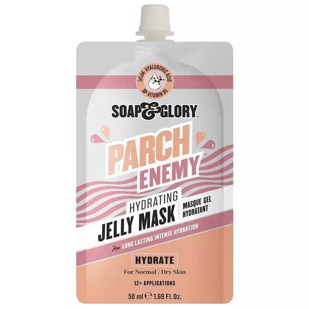 Soap  Glory Parch Enemy Hydrating Jelly Face Mask  Vitamin B5  Hyaluronic Acid Skin Plumping Face Mask  Long Lasting Hydration Jelly Mask for Normal  Dry Skin 1.69 fl oz