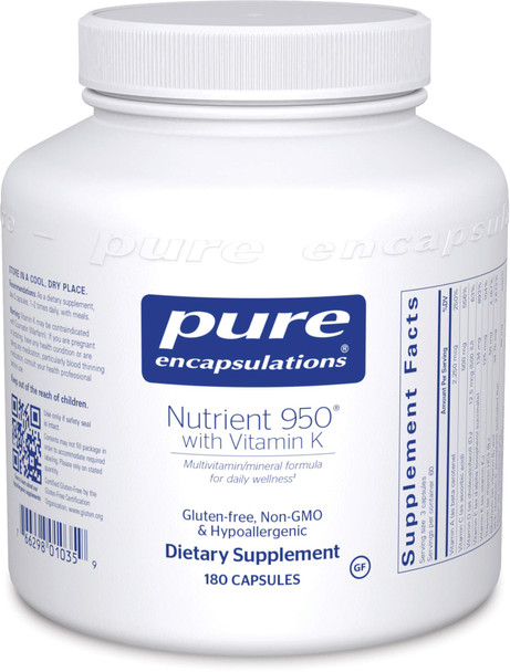 Pure Encapsulations - Nutrient 950 with Vitamin K - Vitamin Mineral Formula for Optimal Health - 180 Capsules