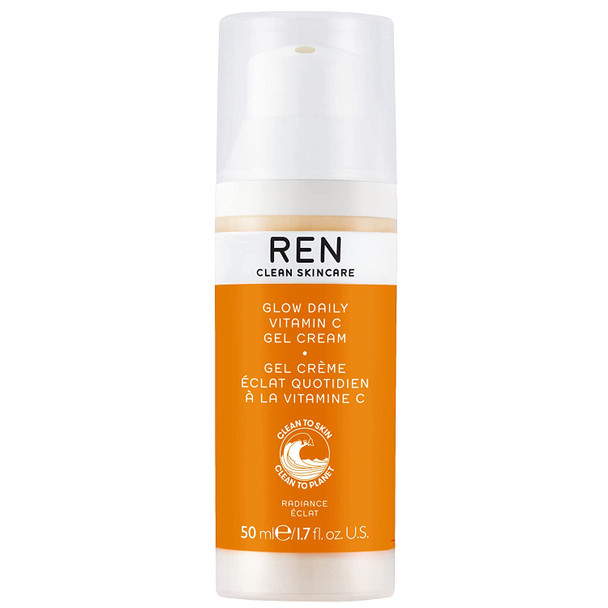REN Clean Skincare - Glow Daily Vitamin C Gel Cream Moisturizer - Vegan Vitamin C Face and Neck Moisturizer for Skin Hydration & Radiance, 1.7 Fl Oz