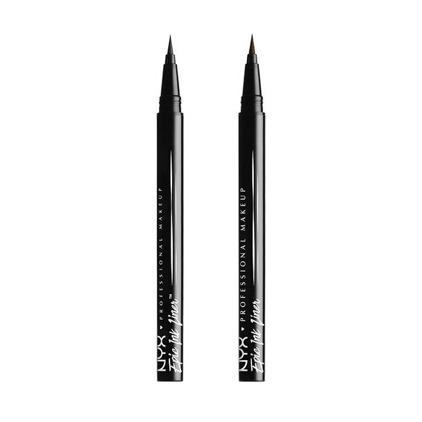 NYX PROFESSIONAL MAKEUP Epic Ink Liner, Waterproof Liquid Eyeliner - Black (Pack Of 2), Vegan Formula