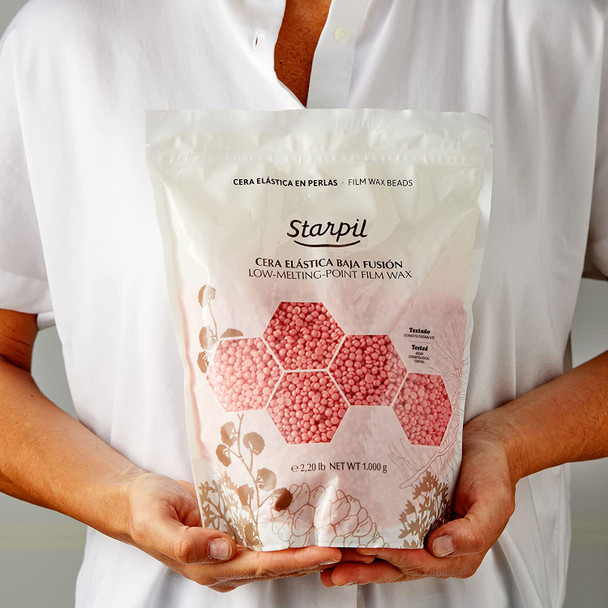 Starpil Wax 1000g / 2.2 lb Pink Hard Wax Beans for Painless Hair Removal, Stripless Wax Beads , Polymer Blend Low Temperature Wax for Face, Bikini, Brazilian, Legs, Underarm, Back and Chest.