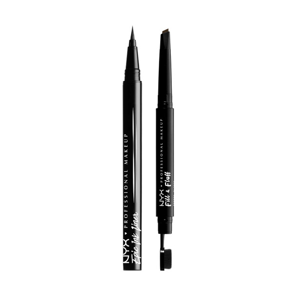 NYX PROFESSIONAL MAKEUP Epic Ink Liner, Waterproof Liquid Eyeliner (Black) + Fill & Fluff Eyebrow Pomade Pencil (Espresso)