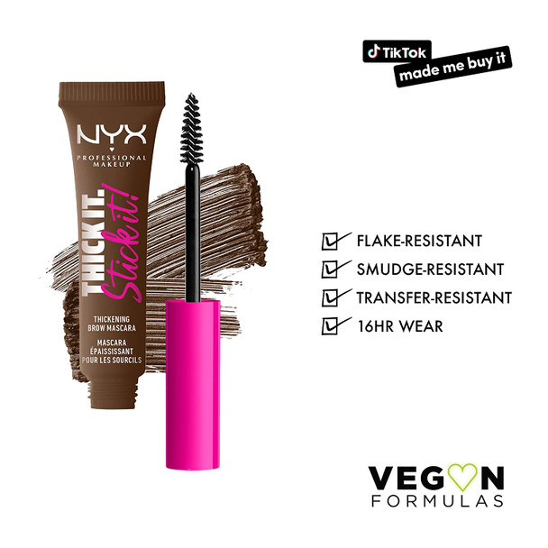 NYX PROFESSIONAL MAKEUP Thick It Stick It Thickening Brow Mascara, Eyebrow Gel - Brunette