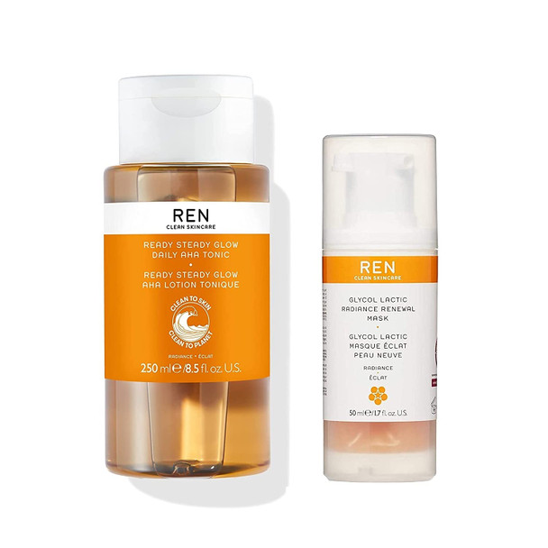 REN Clean Skincare Ready Steady Glow Daily AHA Tonic and Glycol Lactic Radiance Renewal Mask