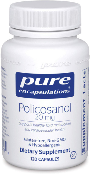 Pure Encapsulations - Policosanol 20 mg - Hypoallergenic Supplement Supports Healthy Lipid Metabolism and Cardiovascular Function - 120 Capsules