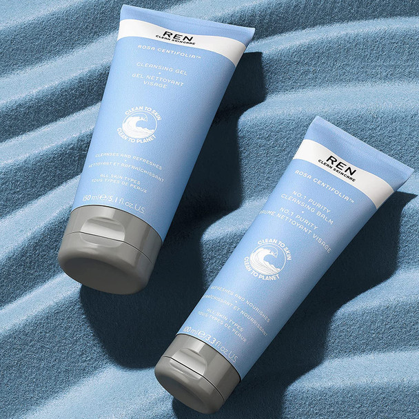 REN Clean Skincare - Rosa Centifolia Cleansing Gel - Soothing Facial Cleansing Gel for All Skin Types Including Sensitive - Vegan and Cruelty Free - Clean Skin Care Products 5.1 Fl Oz