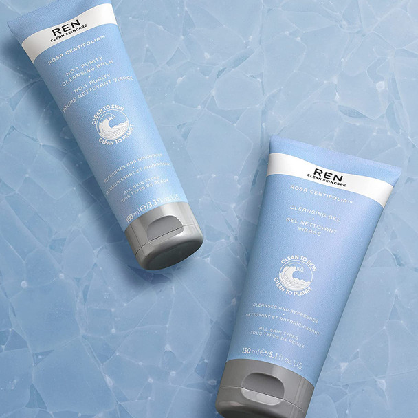 REN Clean Skincare - Rosa Centifolia Cleansing Gel - Soothing Facial Cleansing Gel for All Skin Types Including Sensitive - Vegan and Cruelty Free - Clean Skin Care Products 5.1 Fl Oz