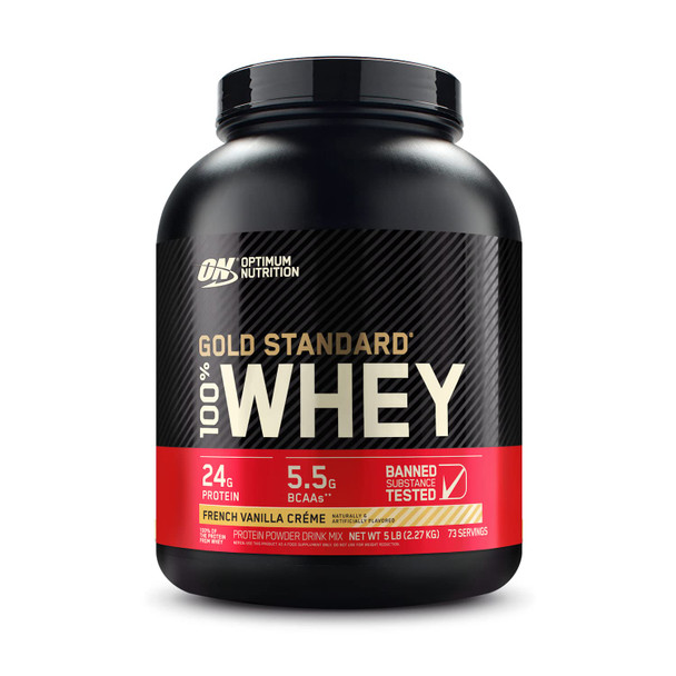 Optimum Nutrition Gold Standard 100% Whey Protein Powder, French Vanilla Creme, 5 Pound