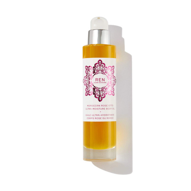 REN Clean Skincare Moroccan Rose Otto Ultra-Moisture Body Oil - Deeply Hydrate & Boost Skin's Radiance - Cruelty Free and Vegan, 3.3 Fl Oz