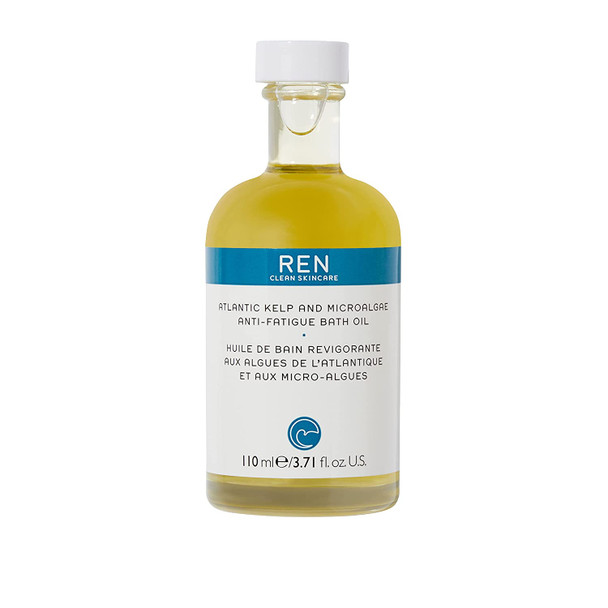 REN Clean Skincare Atlantic Kelp And Microalgae Anti-Fatigue Bath Oil, Cruelty Free and Vegan, 3.71 Fl Oz