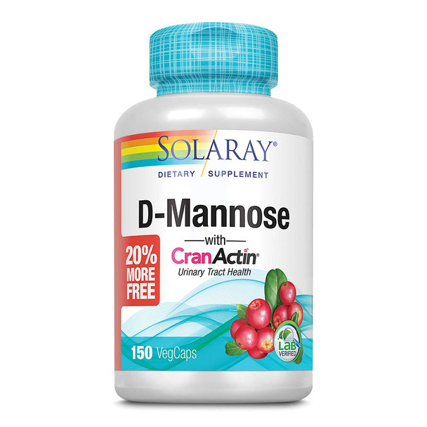 Solaray D-Mannose w/CranActin Cranberry Extract 1000mg w/VIT C | Healthy Urinary Tract Support (150 CT)