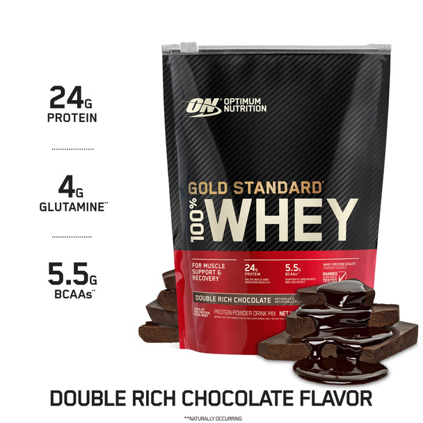 Optimum Nutrition Gold Standard 100% Whey Protein Powder, Double Rich Chocolate (1 lb.)