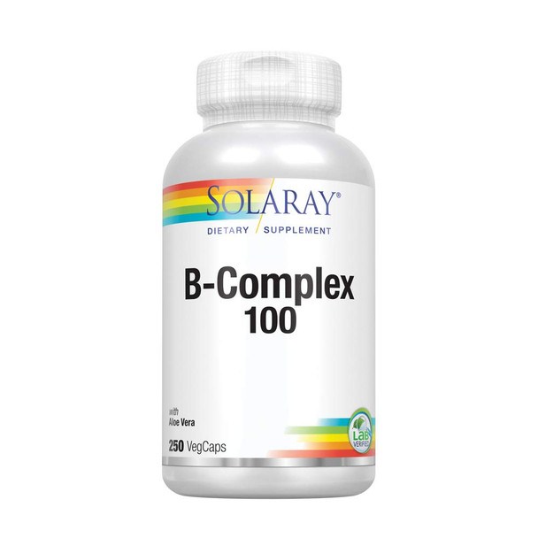 Solaray Vitamin B-Complex 100 | Supports Healthy Hair & Skin, Immune System Function, Blood Cell Formation & Energy Metabolism | 250 VegCaps