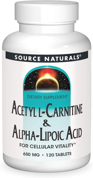 Source Naturals Acetyl L-Carnitine & Alpha-Lipoic Acid 650Mg - 120 Tablets