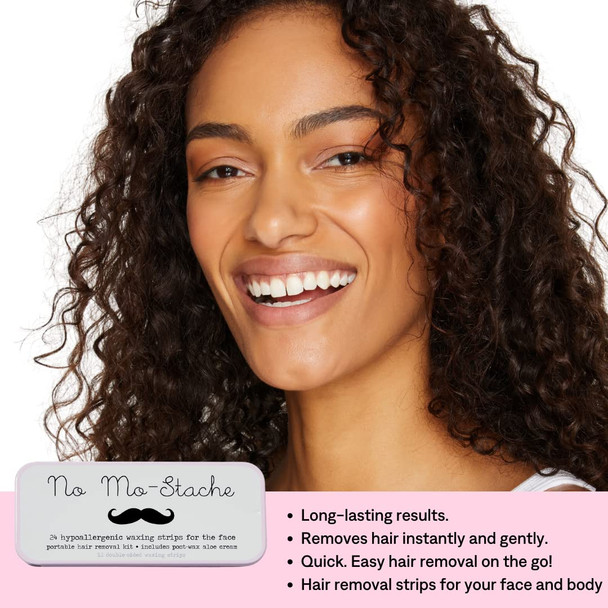 No Mo-Stache Lip Waxing Kit 40 Count - As Seen On Shark Tank - The Quick Easy Way for Hair Removal On The Go - Easy To Use Wax Strips for Face And Body - Portable Wax for One Shot Hair Removal