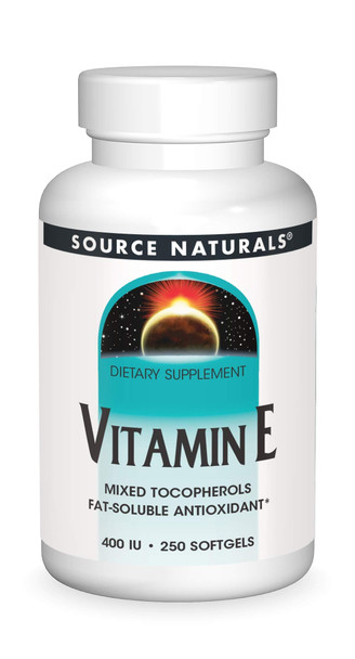 Source Naturals Vitamin E, Mixed Tocopherols 400 iu Fat-Soluble Antioxidant - 250 Softgels