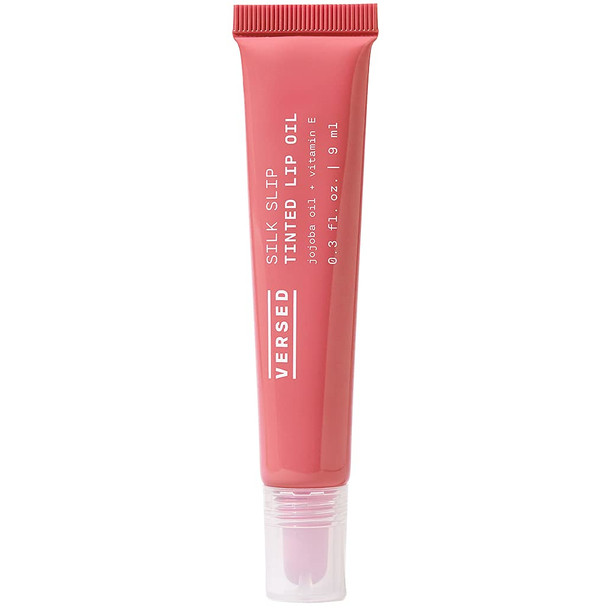 Versed Silk Slip Tinted Lip Oil, Blossom - Sheer Pink Lip Tint - Long-Lasting, Moisturizing Makeup with Jojoba + Vitamin E - Helps Smooth + Hydrate Chapped Lips - Vegan Lip Care (0.3 oz)