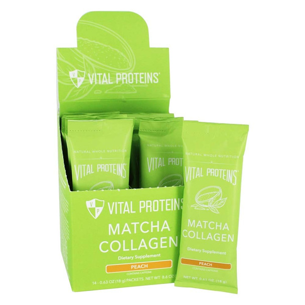 Vital Proteins, Collagen Matcha Peach Stick Pack Box, 14 Count