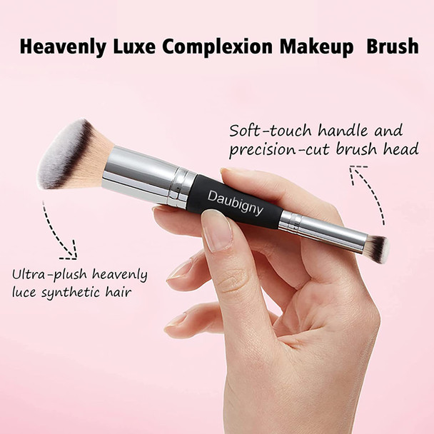Daubigny Makeup Brushes Dual-ended Angled Foundation Brush Concealer Brush Eyebrow Brush Perfect for Any Look Premium Luxe Hair Rounded Taperd Flawless Brush Ideal for Liquid, Cream, Powder,Blending, Buffing,Concealer