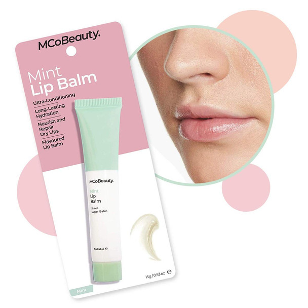 MCoBeauty Lip Balm Moisturizer - Long-Lasting Treatment for Dry and Chapped Lips - Protects Against Moisture Loss - Leaves Lips Feeling Soft, Supple and Full - Vegan - Mint Flavor