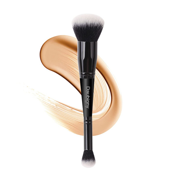 Makeup Brushes Daubigny Dual-ended Foundation Brush Concealer Brush Perfect for Any Look Premium Luxe Hair Rounded Taperd Flawless Brush Ideal for Liquid, Cream, Powder,Blending, Buffing,Concealer(Black)