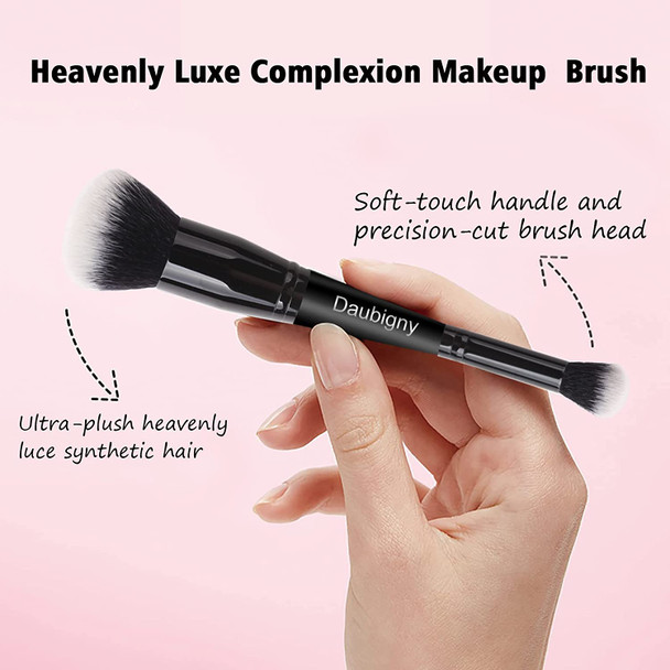 Makeup Brushes Daubigny Dual-ended Foundation Brush Concealer Brush Perfect for Any Look Premium Luxe Hair Rounded Taperd Flawless Brush Ideal for Liquid, Cream, Powder,Blending, Buffing,Concealer(Black)