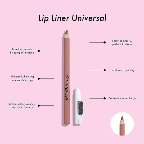 MCoBeauty Lip Liner Universal - Perfects, Corrects And Boosts The Appearance Of Lips - Adds A Subtle Plumped Effect - No Color Bleeding Or Smudging - Universally-Flattering Shade - Epiphany - 0.04 Oz