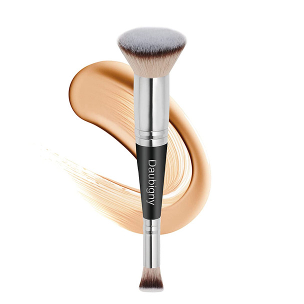Daubigny Makeup Brushes Dual-ended Pro Foundation Brush Concealer Brush Perfect for Any Look Premium Hair Flat Top Flawless Brush Ideal for Liquid, Cream, Powder,Blending, Buffing,Concealer