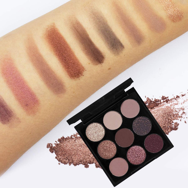 MCoBeauty Eyeshadow Palette - Nine Highly Pigmented Shades - Warm, Satin, And Shimmer Shades For Bold Nude Looks - Easy Blending, Long Lasting Formula For All-Day Wear - Burgundy Nudes - 0.02 oz