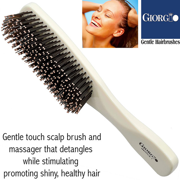 Giorgio Gio1 Ivory Gentle Touch Detangler Hair Brush for Men Women and Kids. Soft Bristles for Sensitive Scalp. Wet and Dry for all Hair Types. Scalp Massager Brush Stimulate Hair Growth