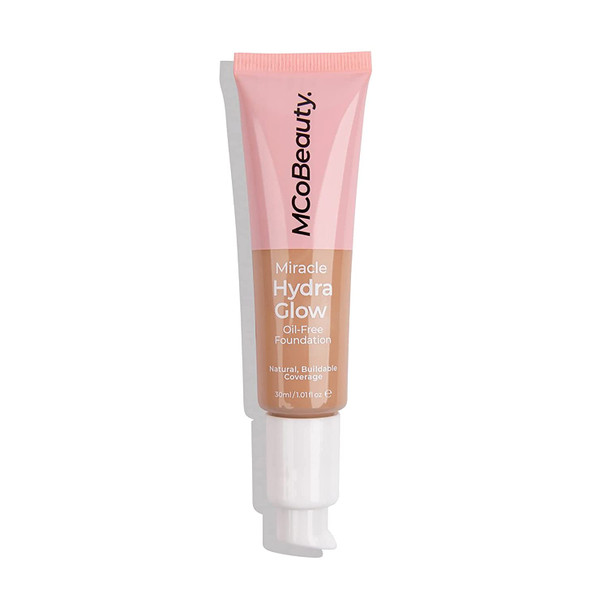 MCoBeauty Miracle Hydra Glow Oil-Free Foundation - Water-Based, Light-Medium Coverage - Features A Natural Satin Finish - Ultimate Radiant Base - With A Second-Skin Feel - Natural Tan - 1 Oz