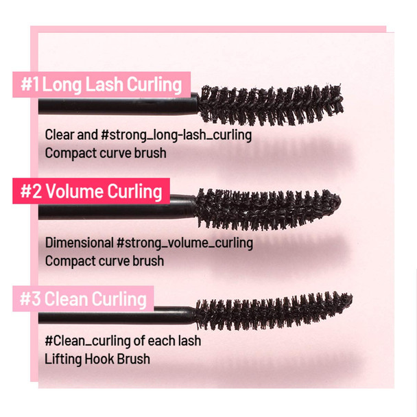 Peripera Ink Black Mascara | Lengthening, Thick, Waterproof, Smudge Proof, Long Lasting, Not Animal Tested | Clear-Set Curling (#03), 0.28 fl oz