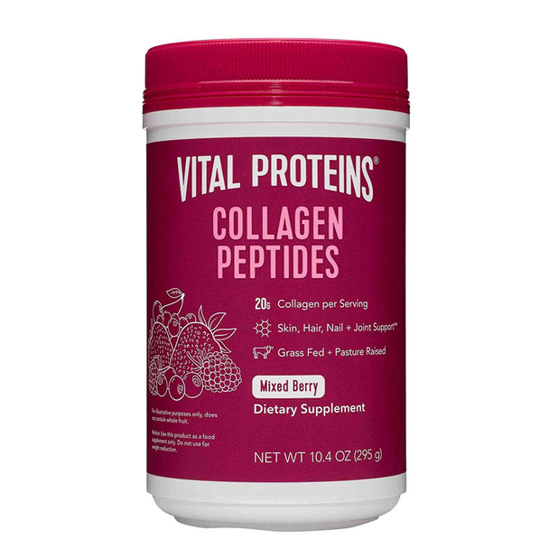 Vital Proteins Collagen Peptides Powder Supplement for Skin Hair Nail Joint, Vitamin C for Immune Support, Blueberry Strawberry Mixed Berry 10.4 oz