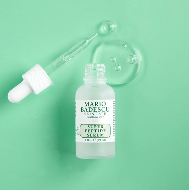 Mario Badescu Super Peptide Serum for All Skin Types, Reduces the Look of Dry Lines & Wrinkles, Formulated with Sodium Hyaluronate & Peptides, 1 FL OZ