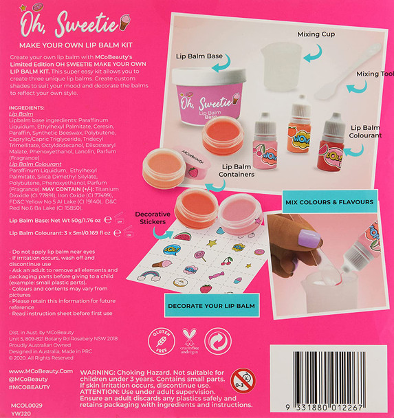 MCoBeauty Oh Sweetie Make Your Own Lip Balm Kit - With Three Unique Lip Balm Colorants - To Create Custom Shades To Suit Your Mood - Hydrating Balms To Reflect Your Own Style - 4 Pc