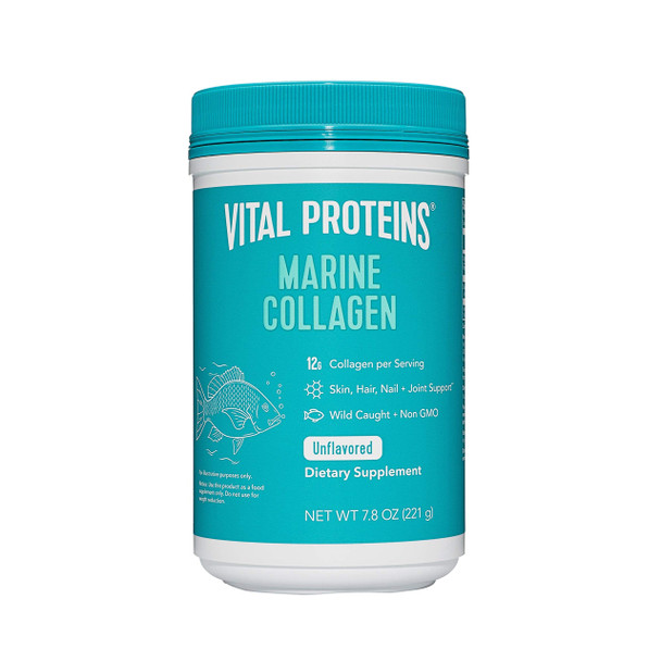 Vital Proteins Marine Collagen Peptides Powder Supplement for Skin Hair Nail Joint - Hydrolyzed Collagen - Dairy and Gluten Free - 12g per Serving - 7.8 oz Canister