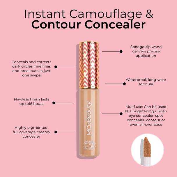 MCoBeauty Instant Camouflage And Contour Concealer - Highly Pigmented, Full Coverage - Instantly Brightens And Smooths The Skin - Blurs Imperfections And Corrects Dark Circles - Light - 0.3 Oz